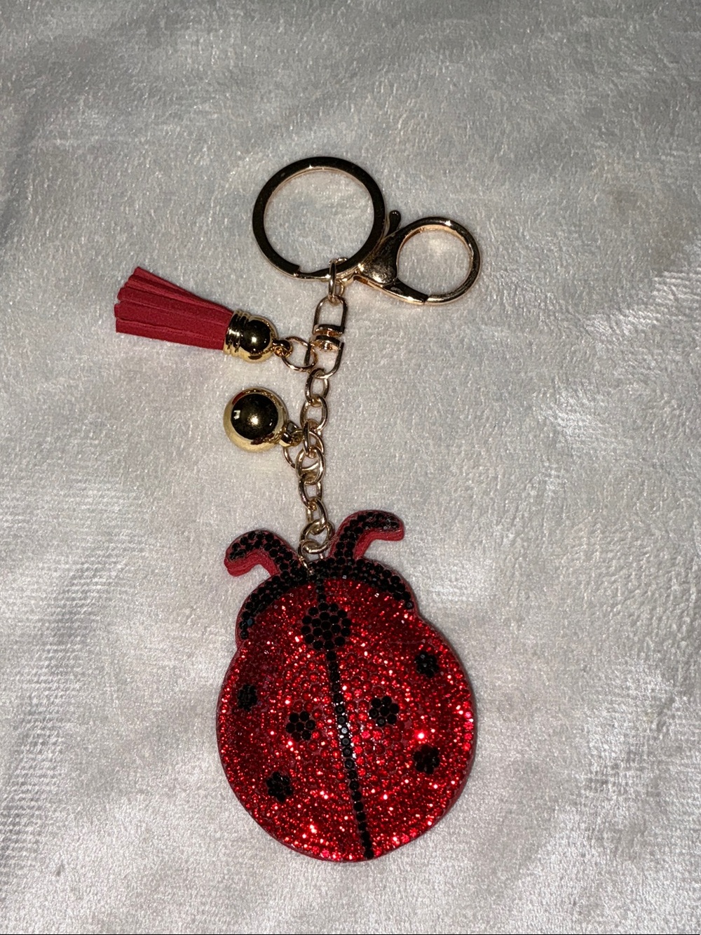 Red Glitter Ladybug Keychain Bag Charm with Tassel. Absolutely gorgeous 🤩